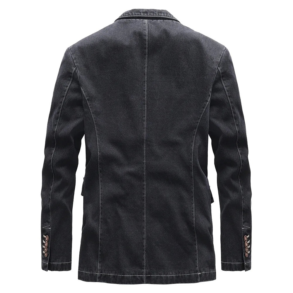 Uriel | Chaqueta Vaquera de Denim Hombre Blazer Cuello Solapa