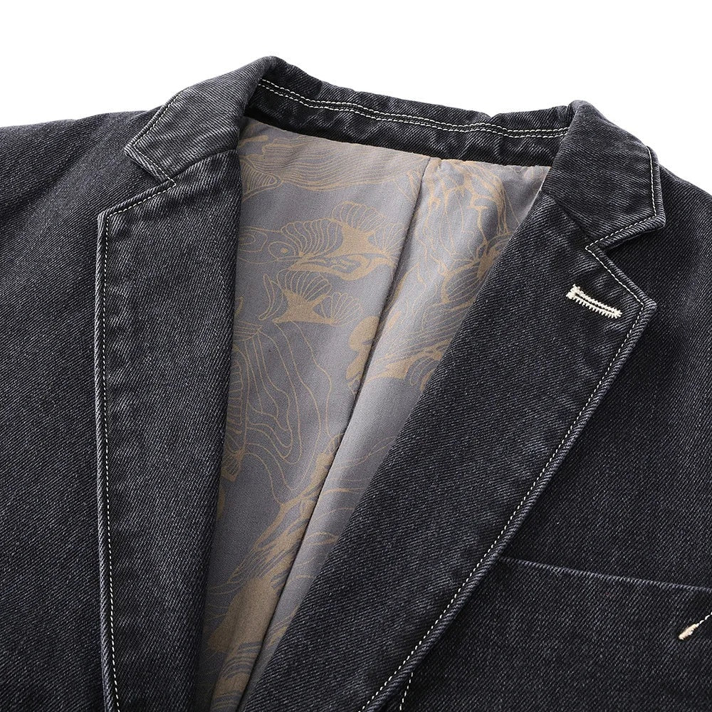 Uriel | Chaqueta Vaquera de Denim Hombre Blazer Cuello Solapa