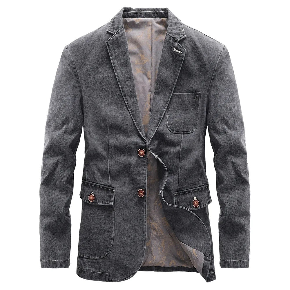 Uriel | Chaqueta Vaquera de Denim Hombre Blazer Cuello Solapa