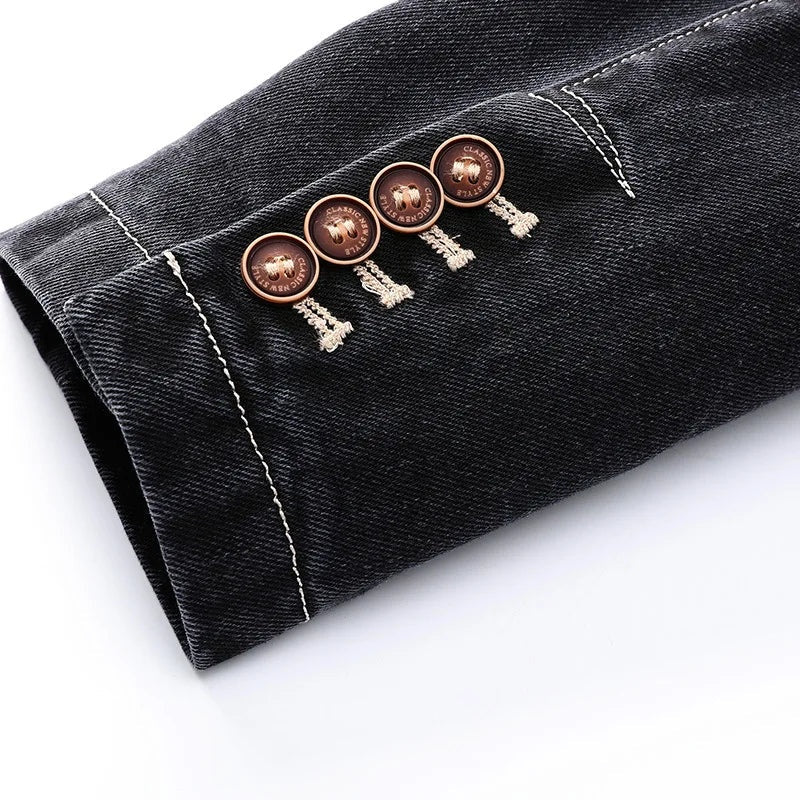 Uriel | Chaqueta Vaquera de Denim Hombre Blazer Cuello Solapa