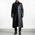 César | Chaqueta de Cuero Larga Hombre Cuello Solapa