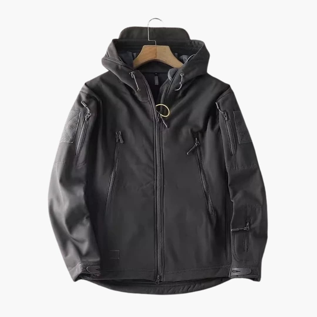 Fausto | Chaqueta Softshell Hombre con Capucha Táctica Multipocket