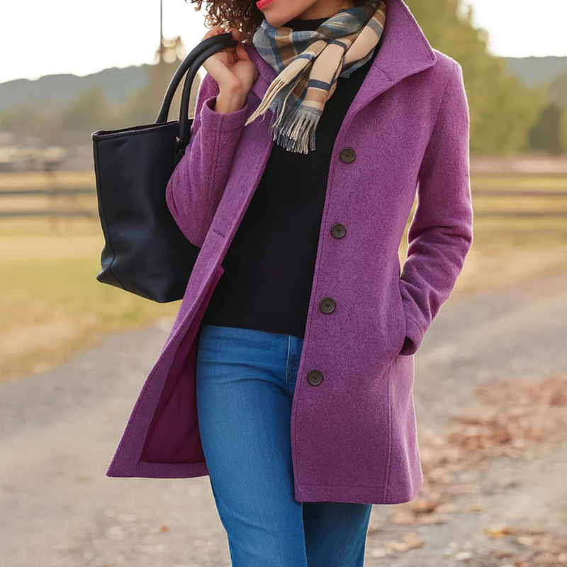 Consuelo | Abrigo de Paño Elegante Mujer Cuello Solapa