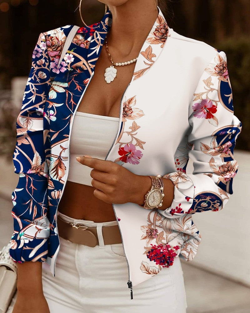 Dulce | Bomber Estampado Floral Mujer Cremallera