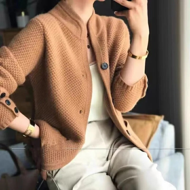 Mireia | Chaqueta de Punto Texturizado Mujer Escote V Botones
