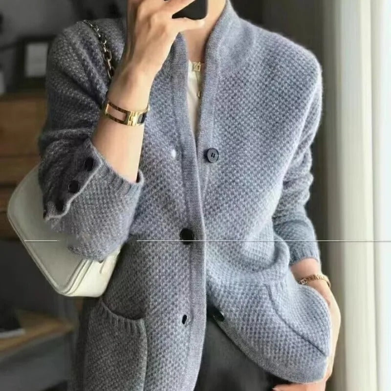 Mireia | Chaqueta de Punto Texturizado Mujer Escote V Botones