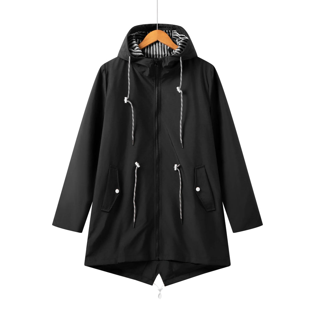 Fiorella | Chubasquero Impermeable Mujer con Capucha Cordón Ajustable
