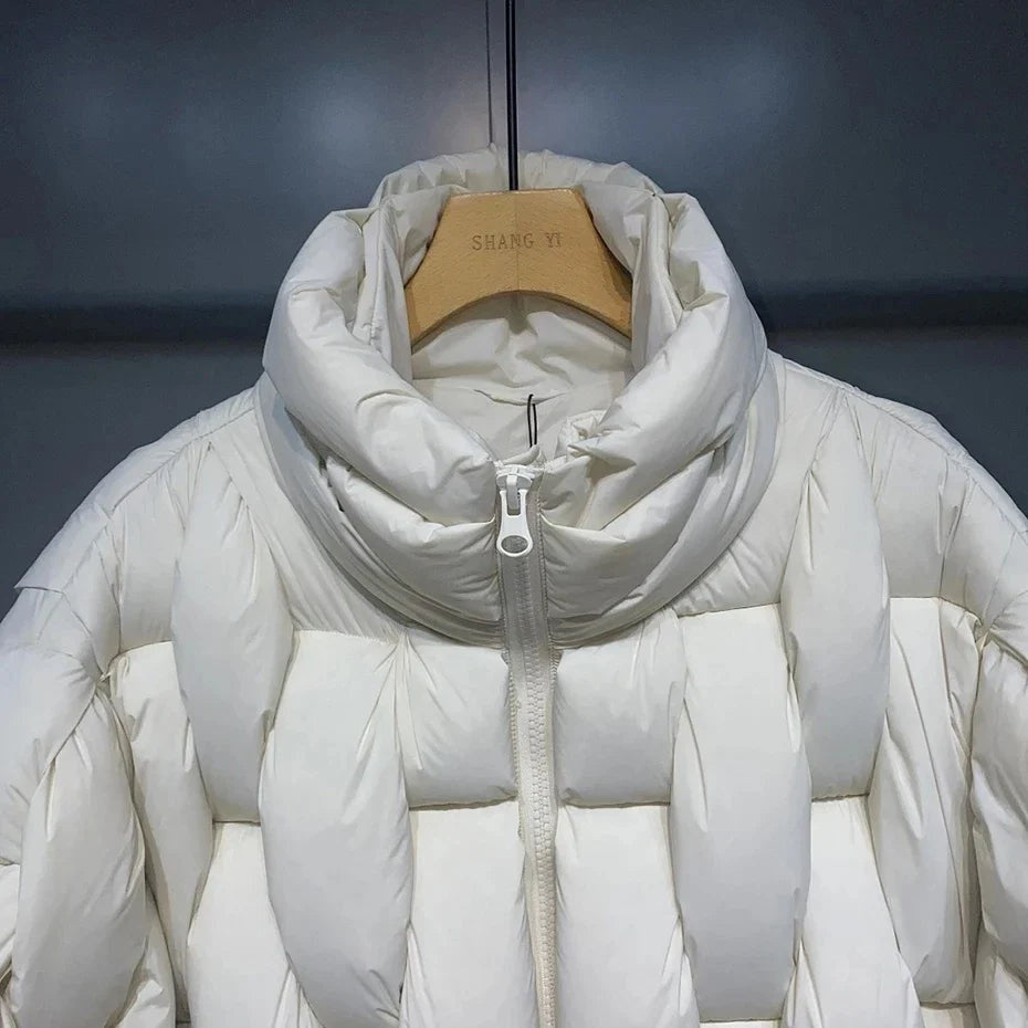 Leonora | Chaqueta de Plumas Oversize Mujer Cuello Alto Cremallera