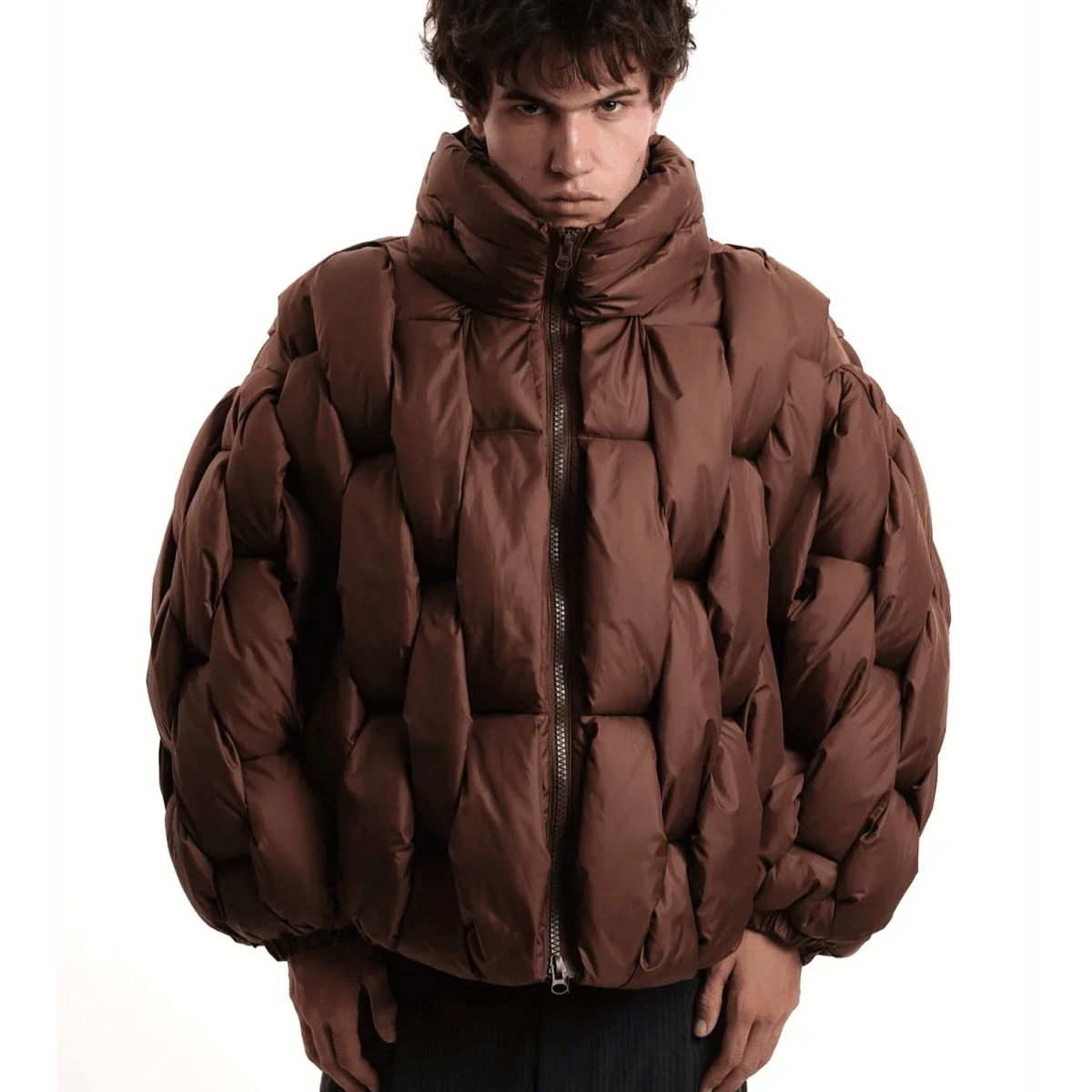 Leonora | Chaqueta de Plumas Oversize Mujer Cuello Alto Cremallera