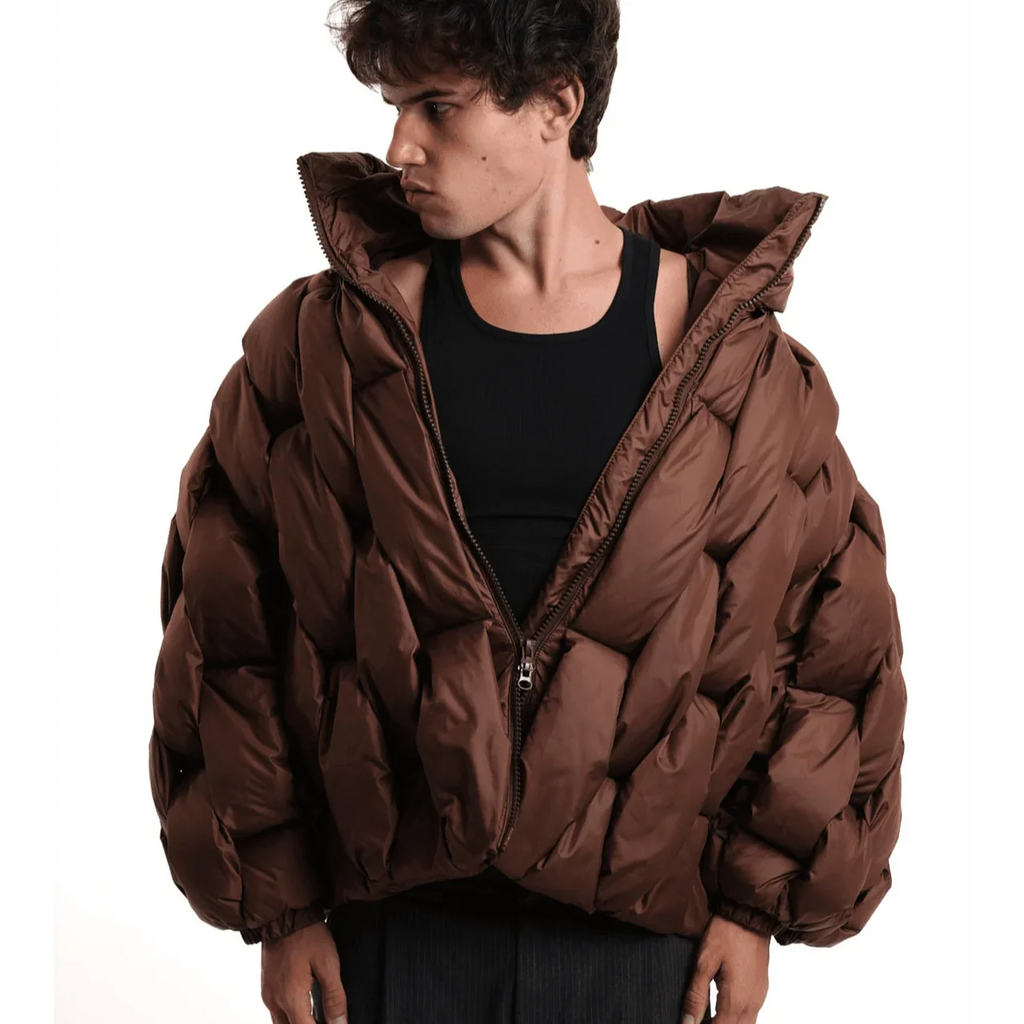 Leonora | Chaqueta de Plumas Oversize Mujer Cuello Alto Cremallera