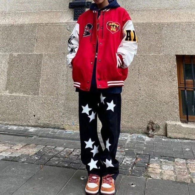 Zeus | Varsity Jacket Hombre Bordado Oversize