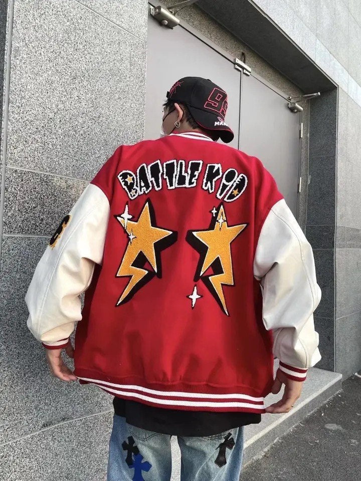 Zeus | Varsity Jacket Hombre Bordado Oversize
