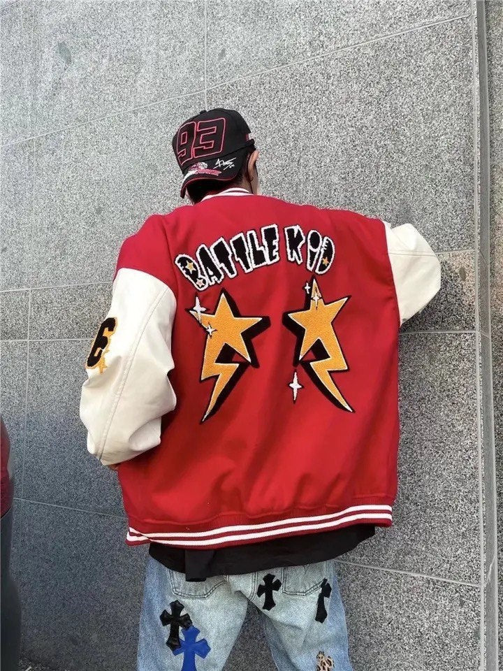 Zeus | Varsity Jacket Hombre Bordado Oversize