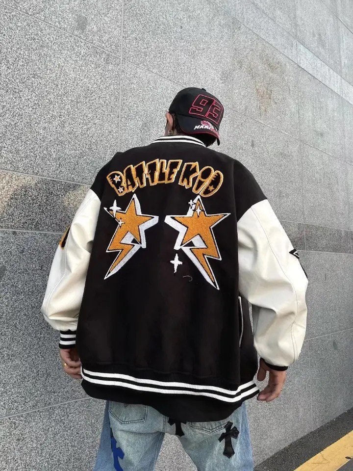 Zeus | Varsity Jacket Hombre Bordado Oversize