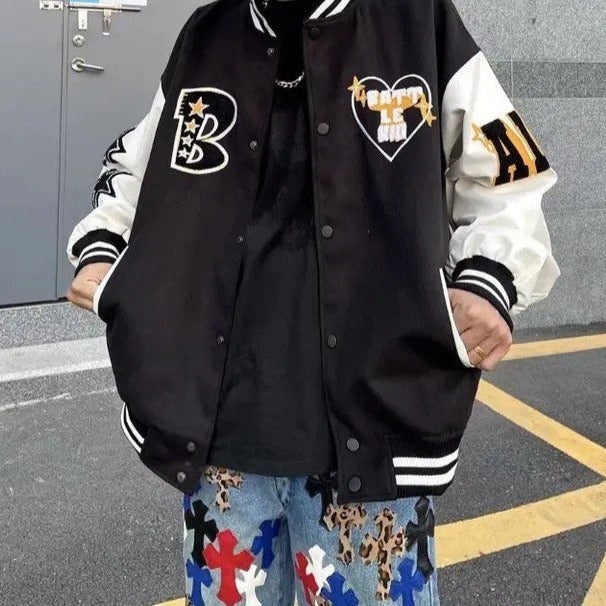 Zeus | Varsity Jacket Hombre Bordado Oversize