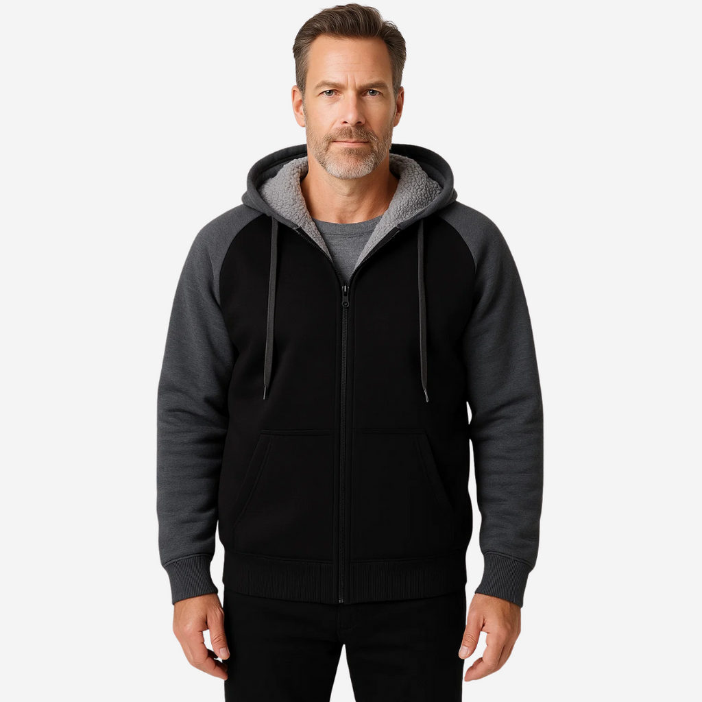 Leandro | Sudadera con Cremallera Hombre Forro Sherpa con Capucha