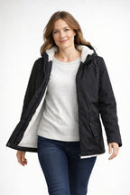 Inma | Chaqueta Impermeable con Forro Borreguito Mujer con Capucha
