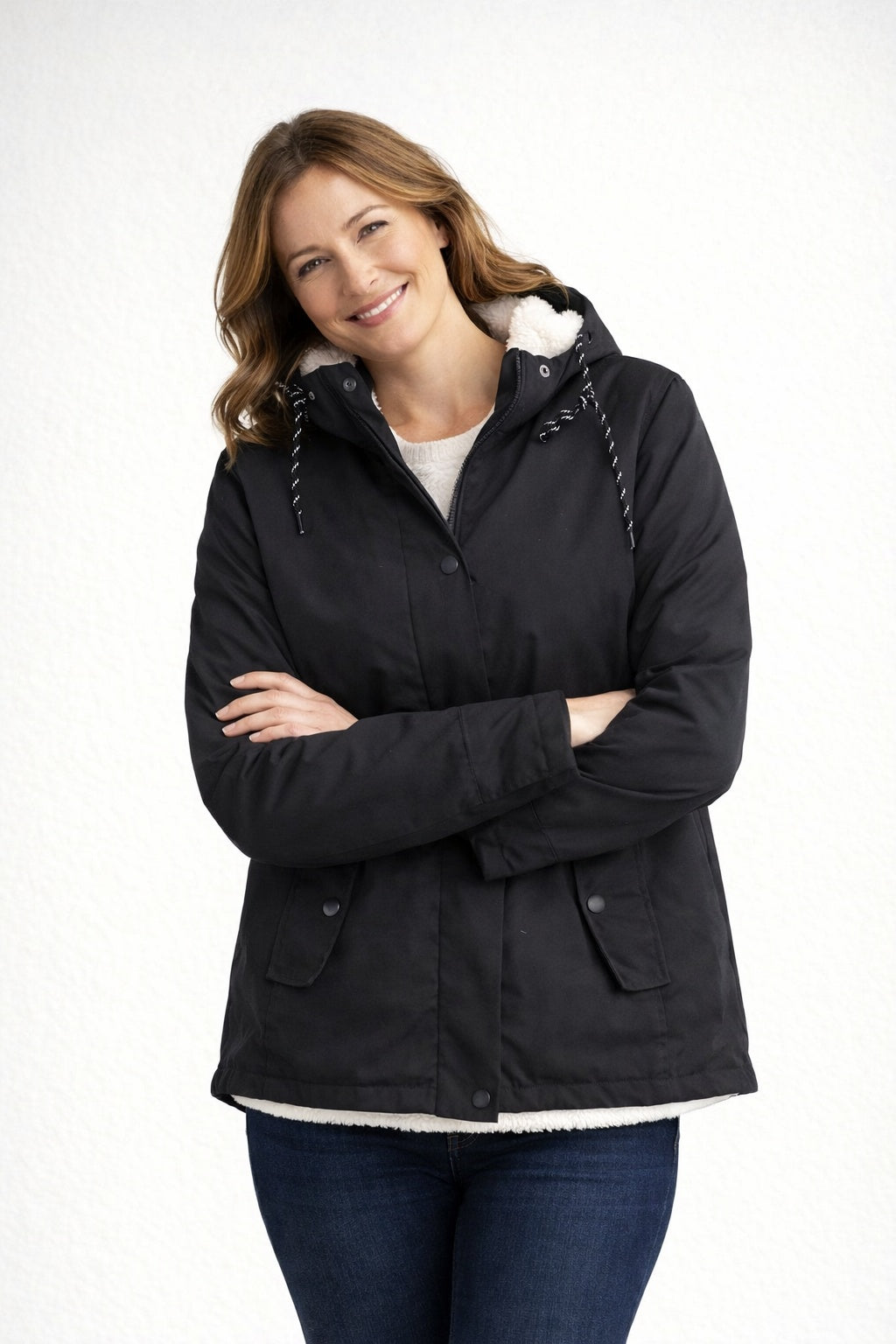 Inma | Chaqueta Impermeable con Forro Borreguito Mujer con Capucha