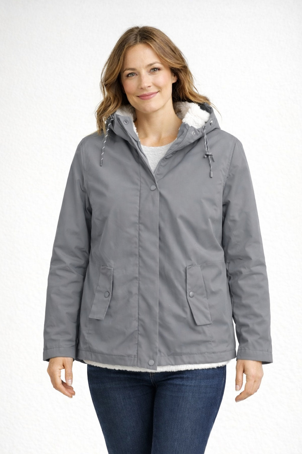 Inma | Chaqueta Impermeable con Forro Borreguito Mujer con Capucha