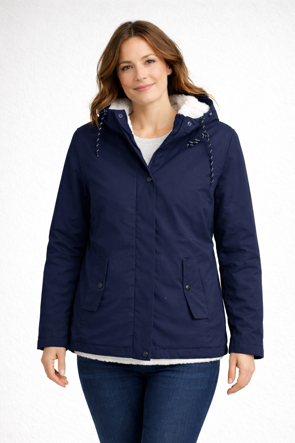 Inma | Chaqueta Impermeable con Forro Borreguito Mujer con Capucha