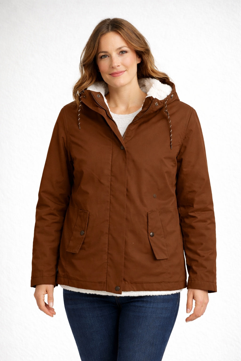 Inma | Chaqueta Impermeable con Forro Borreguito Mujer con Capucha