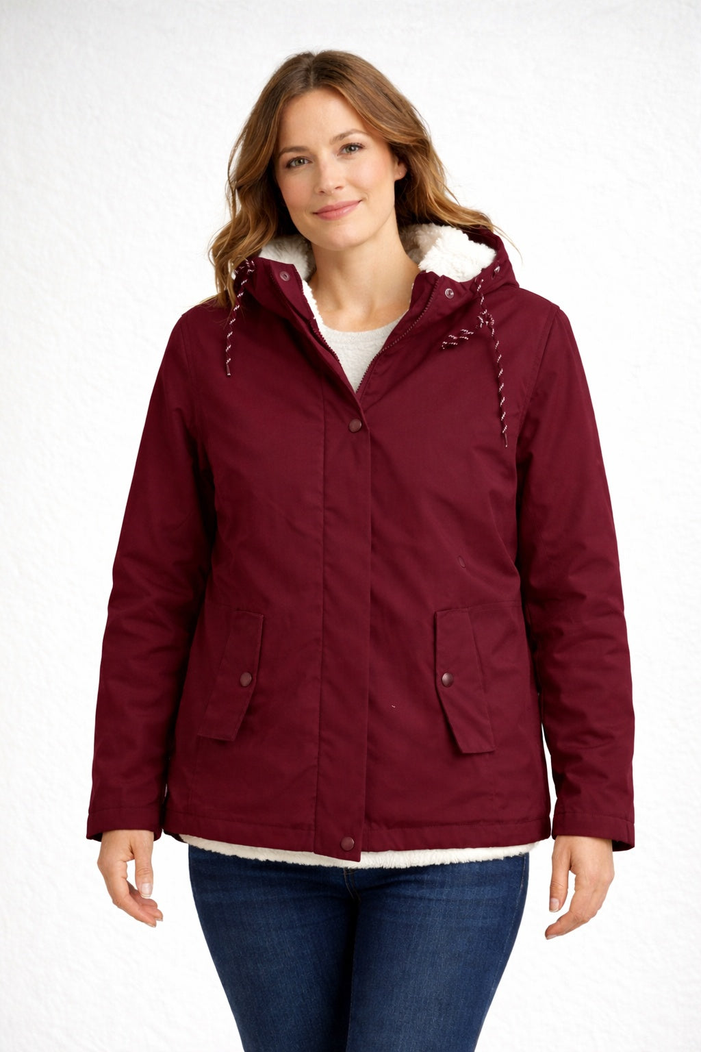 Inma | Chaqueta Impermeable con Forro Borreguito Mujer con Capucha