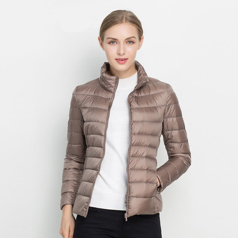 Amalia | Chaqueta Acolchada de Plumón Ligera Mujer Cuello Mao Cremallera