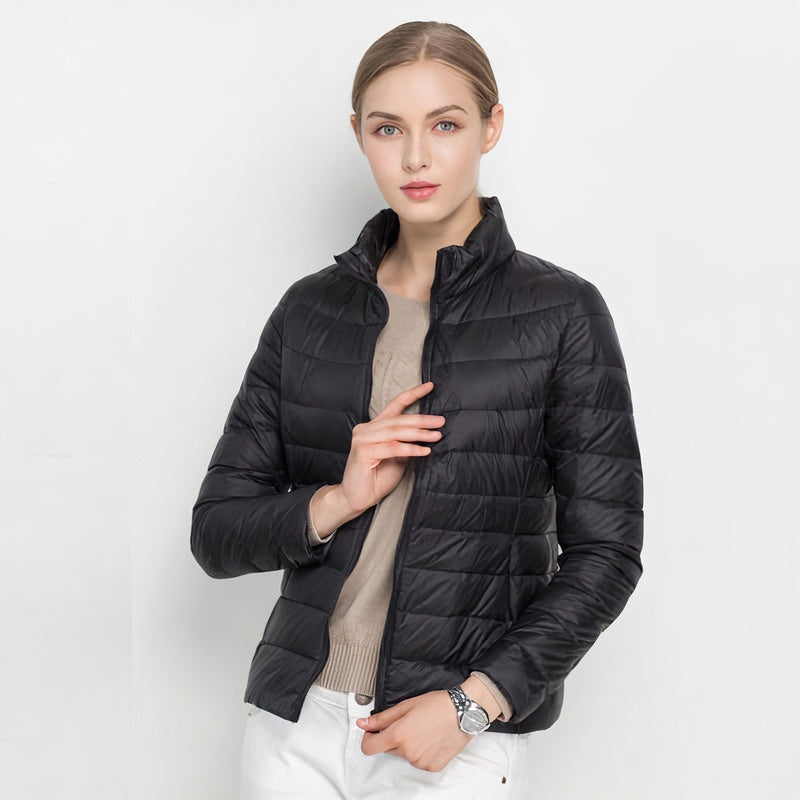 Amalia | Chaqueta Acolchada de Plumón Ligera Mujer Cuello Mao Cremallera