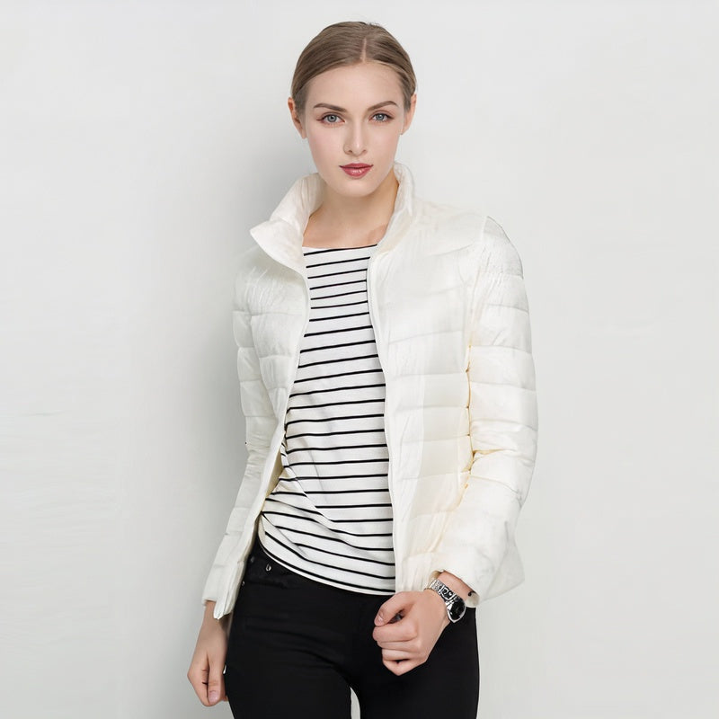 Amalia | Chaqueta Acolchada de Plumón Ligera Mujer Cuello Mao Cremallera