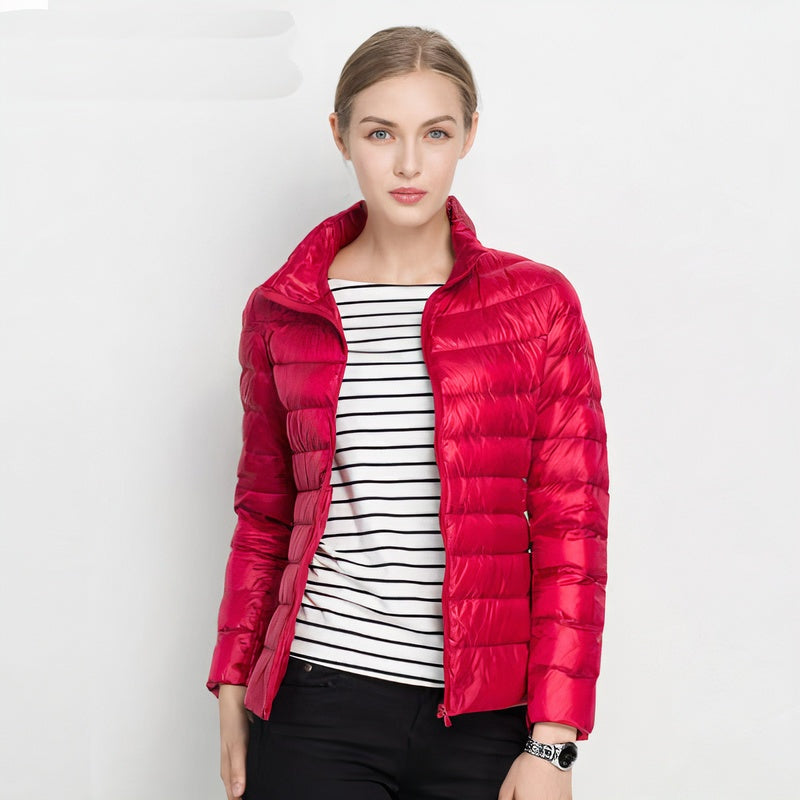 Amalia | Chaqueta Acolchada de Plumón Ligera Mujer Cuello Mao Cremallera