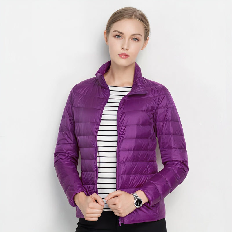 Amalia | Chaqueta Acolchada de Plumón Ligera Mujer Cuello Mao Cremallera