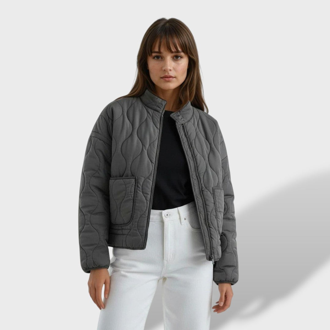 Eider | Chaqueta Acolchada Corta Mujer Cuello Mao Cremallera