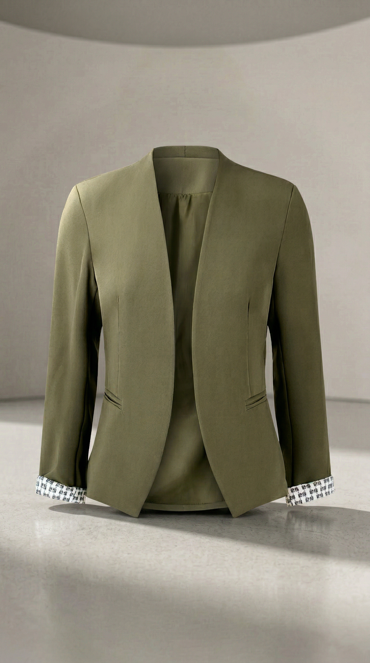 Blazer Caqui de Corte Recto con Hombreras