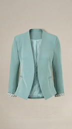 Blazer Caqui de Corte Recto con Hombreras