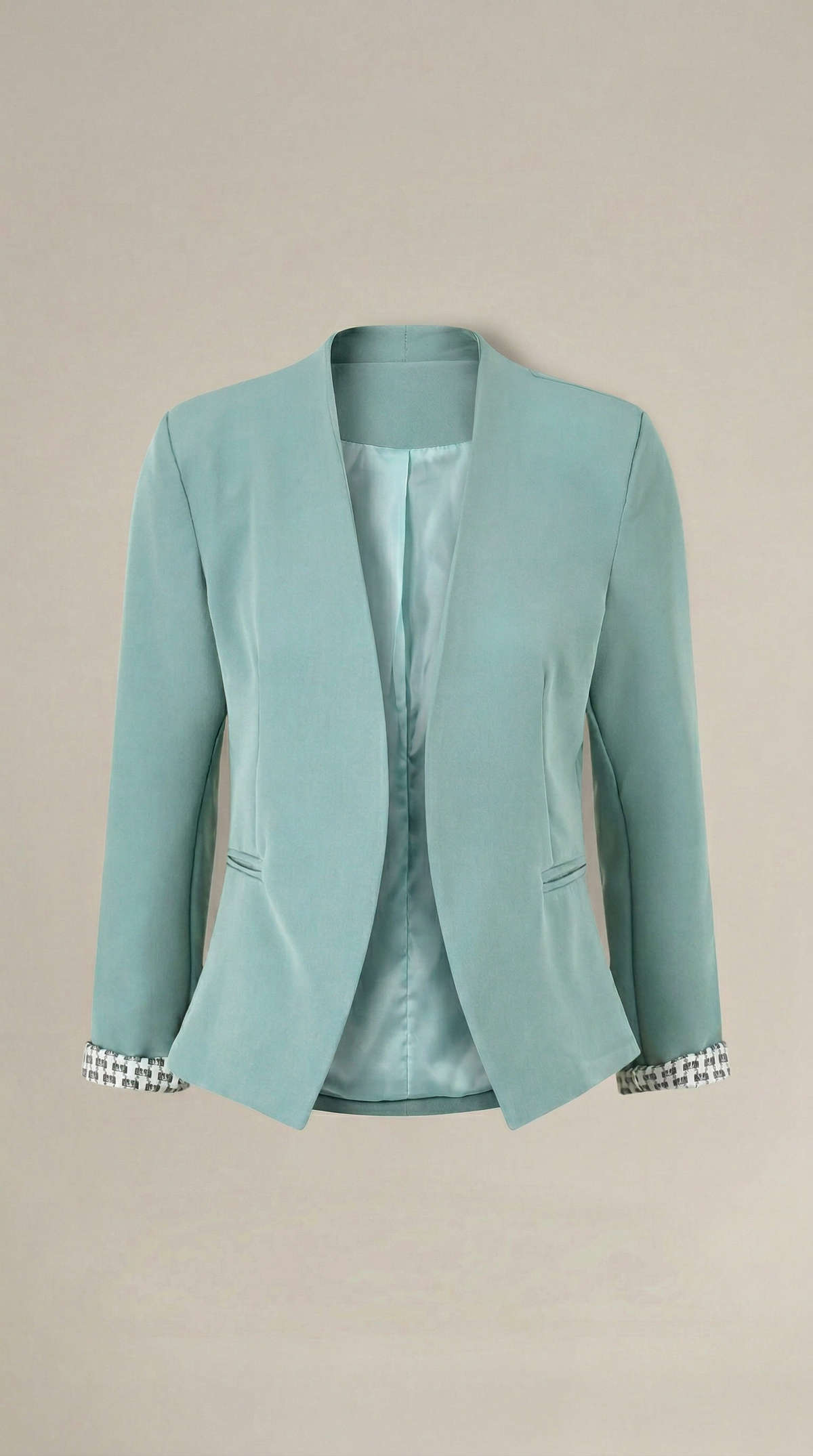 Blazer Caqui de Corte Recto con Hombreras