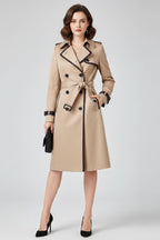 Milena | Trench Coat Gabardina Larga Mujer con Cinturón Doble Botonadura