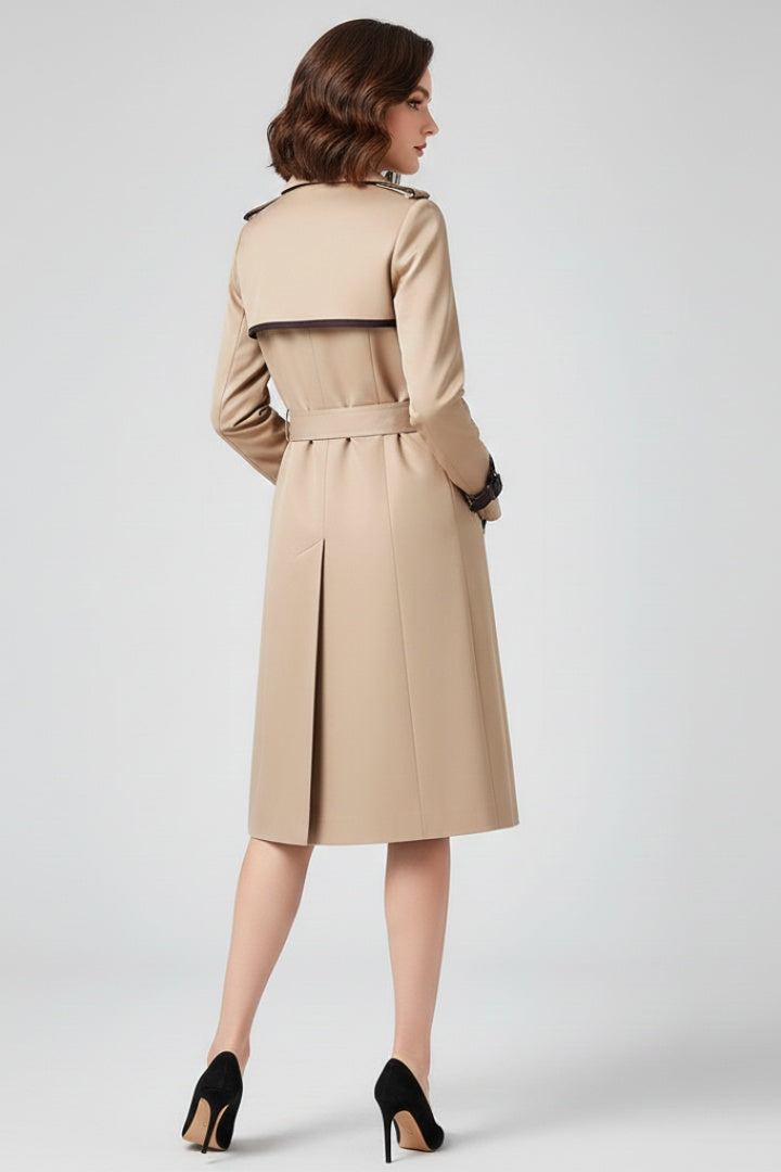 Milena | Trench Coat Gabardina Larga Mujer con Cinturón Doble Botonadura