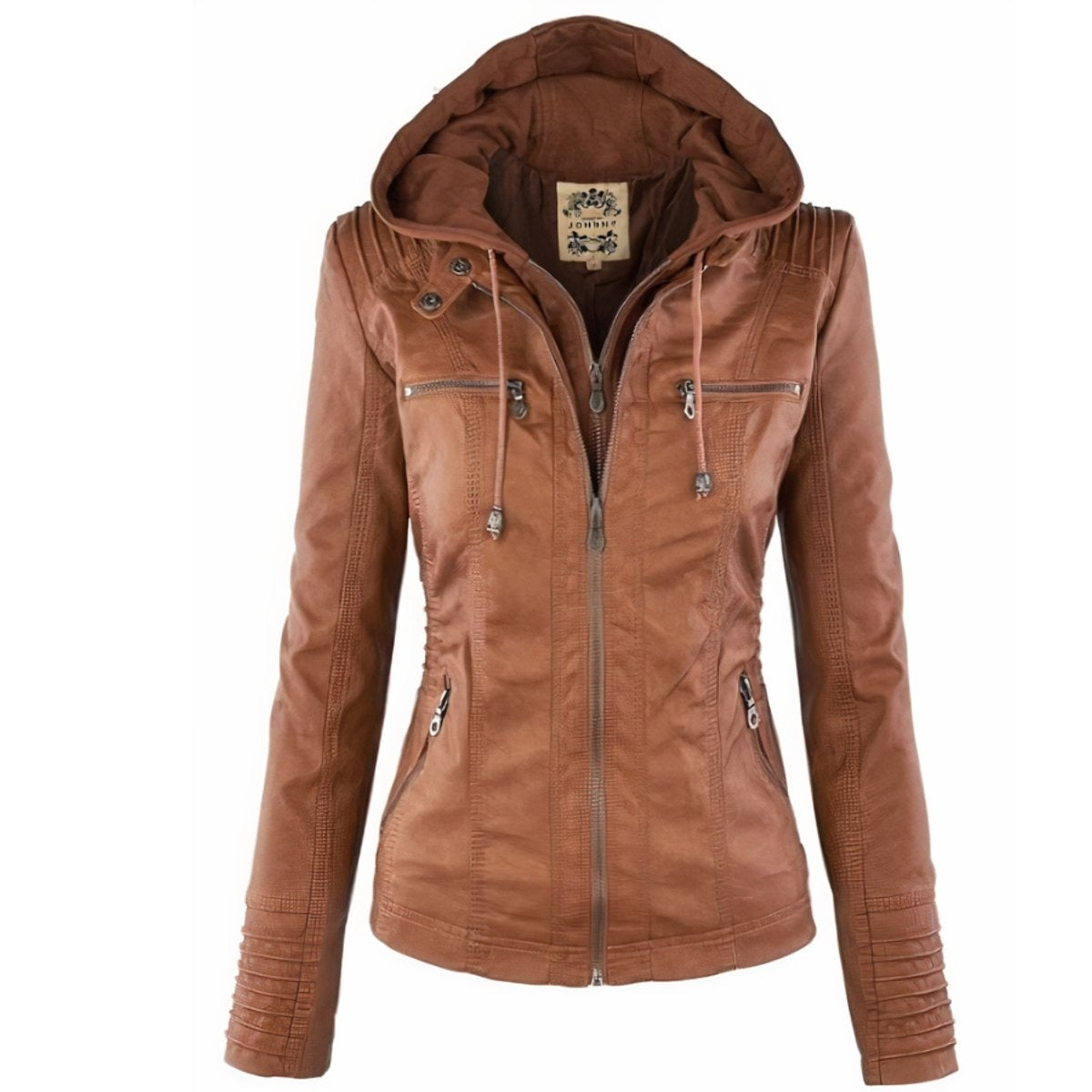 Zoe | Chaqueta Motera Mujer de Polipiel con Capucha