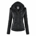 Zoe | Chaqueta Motera Mujer de Polipiel con Capucha