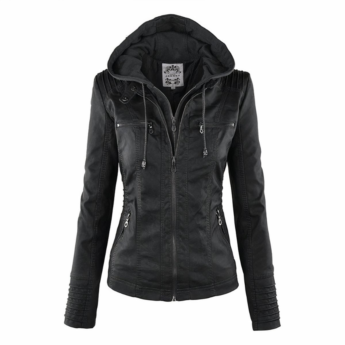 Zoe | Chaqueta Motera Mujer de Polipiel con Capucha