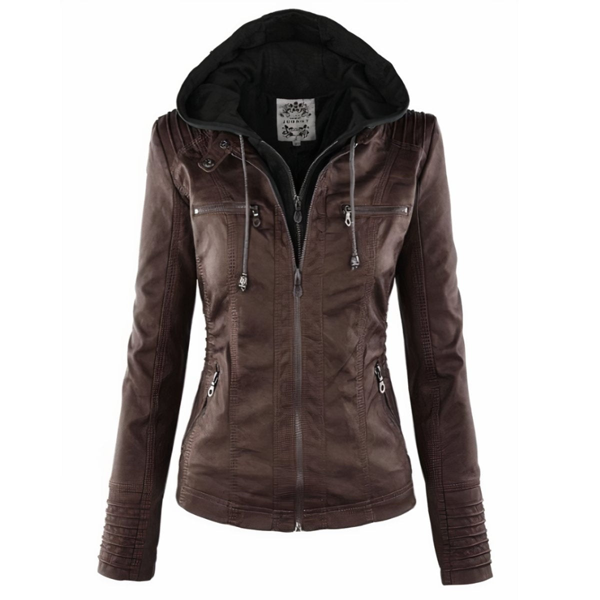Zoe | Chaqueta Motera Mujer de Polipiel con Capucha