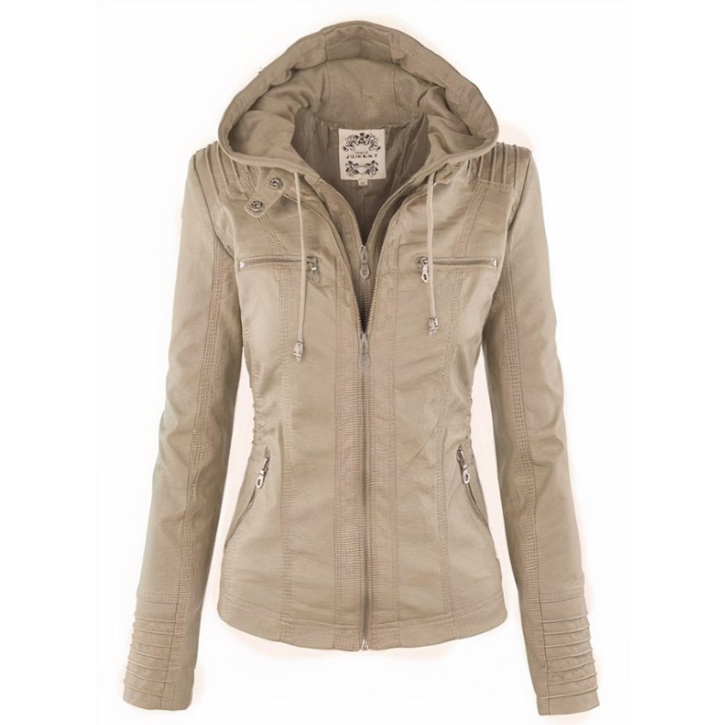 Zoe | Chaqueta Motera Mujer de Polipiel con Capucha