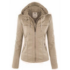 Zoe | Chaqueta Motera Mujer de Polipiel con Capucha