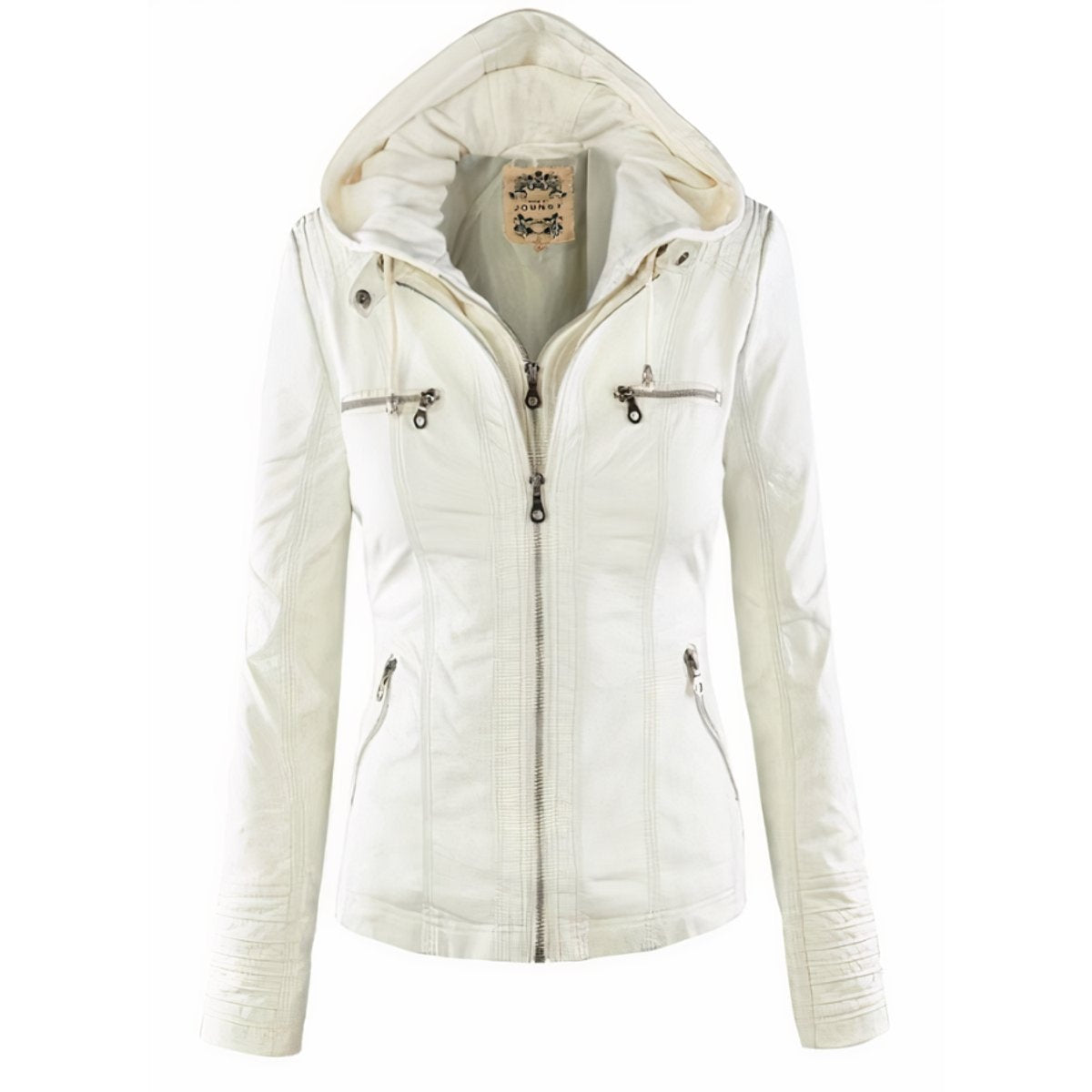 Zoe | Chaqueta Motera Mujer de Polipiel con Capucha