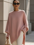 Silvia | Jersey Oversize Asimétrico de Punto Mujer Cuello Redondo
