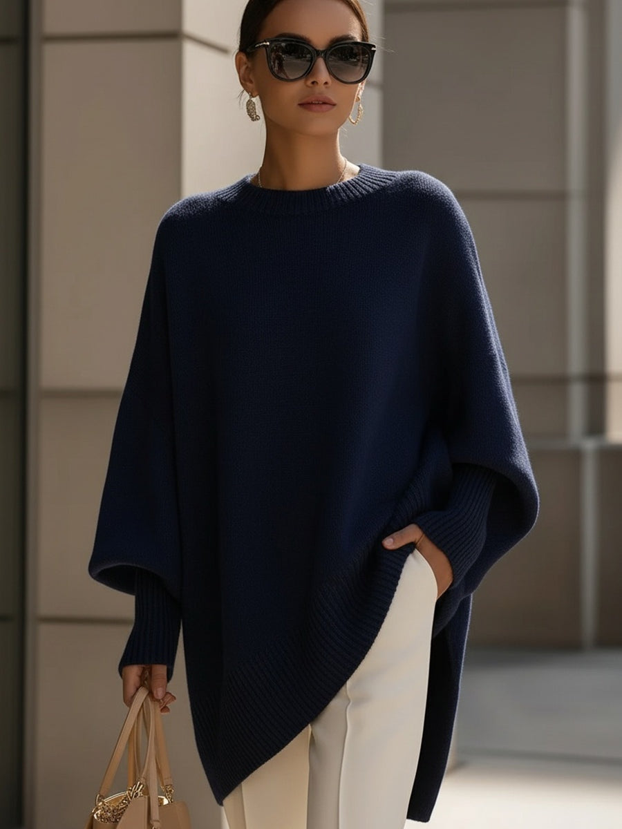 Silvia | Jersey Oversize Asimétrico de Punto Mujer Cuello Redondo