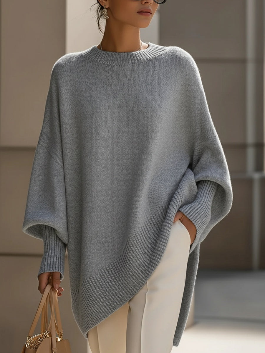 Silvia | Jersey Oversize Asimétrico de Punto Mujer Cuello Redondo