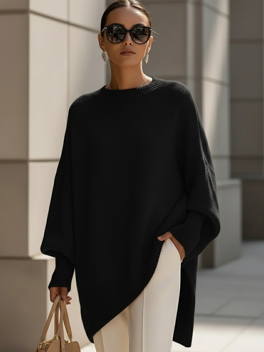 Silvia | Jersey Oversize Asimétrico de Punto Mujer Cuello Redondo