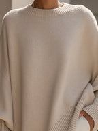 Silvia | Jersey Oversize Asimétrico de Punto Mujer Cuello Redondo