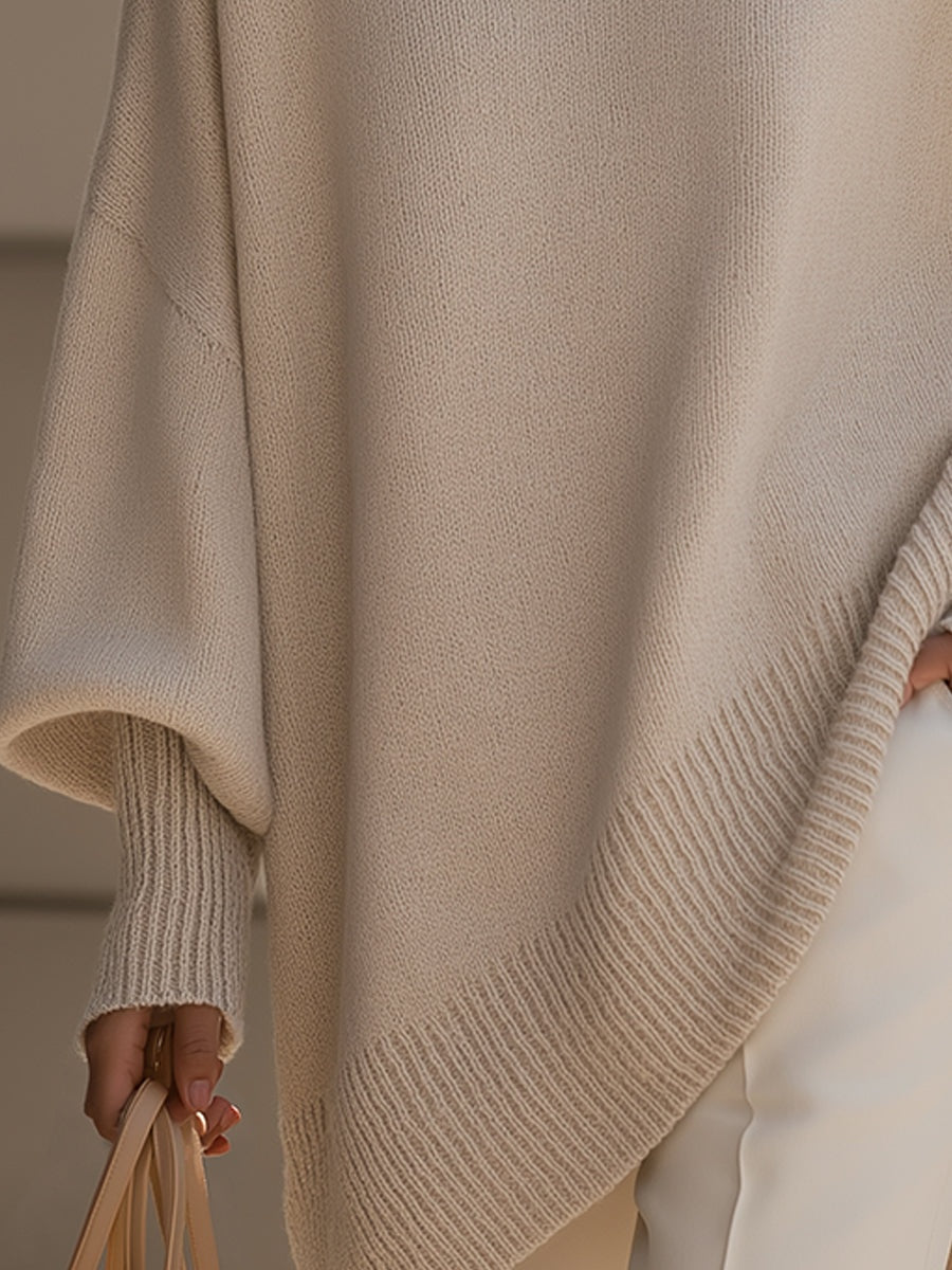 Silvia | Jersey Oversize Asimétrico de Punto Mujer Cuello Redondo